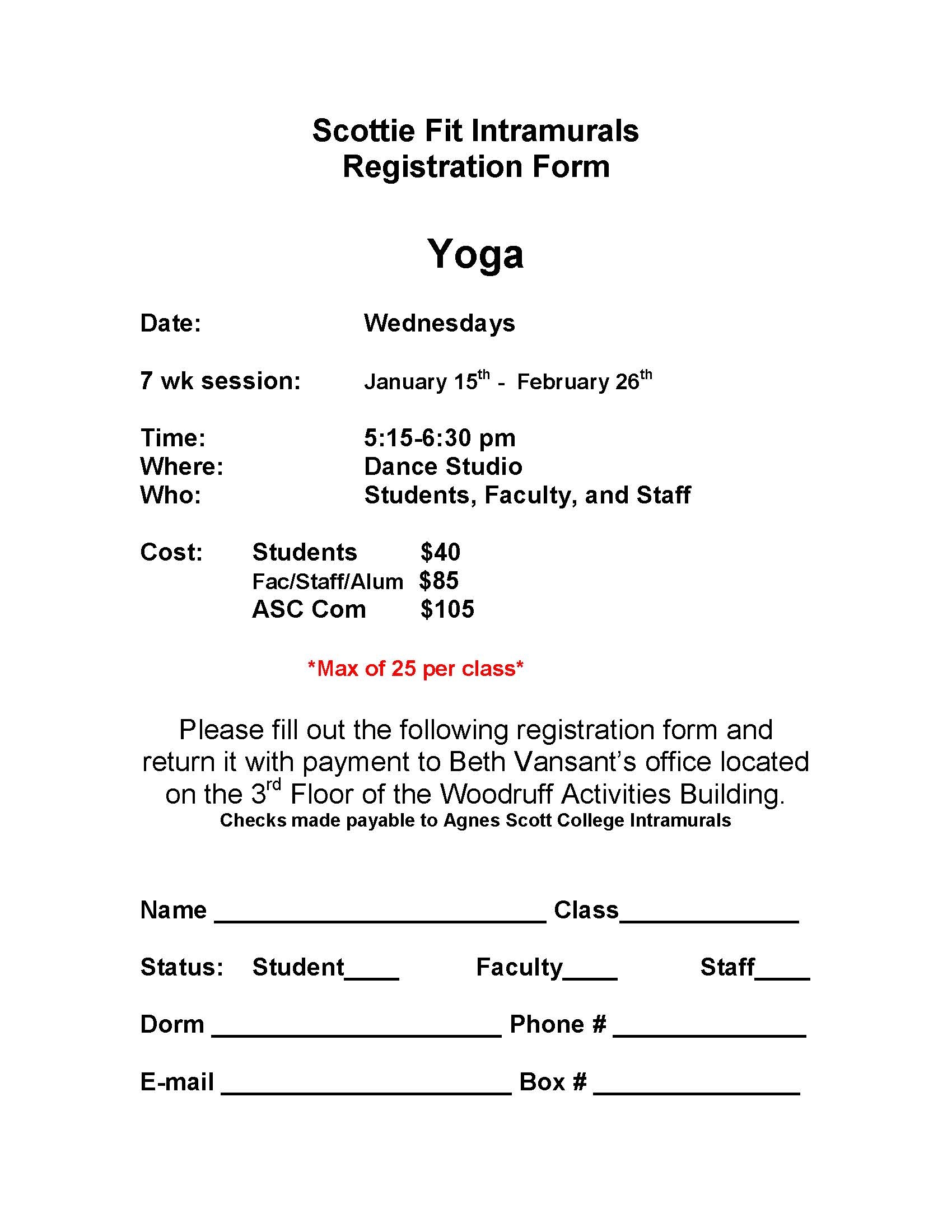 Yoga Intramurals Registration Form The Irvine At Agnes Scott College