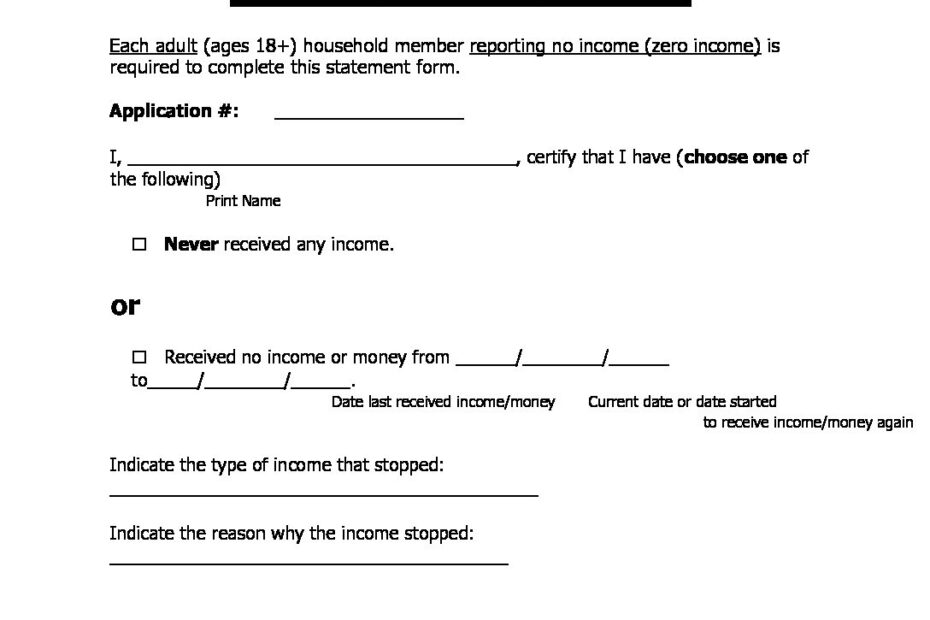 ZERO INCOME FORM 2019 2020 Worcester Community Action Council